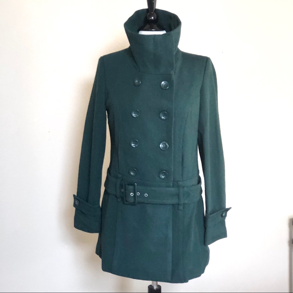 Forever 21 belted high neck pea coat  size L